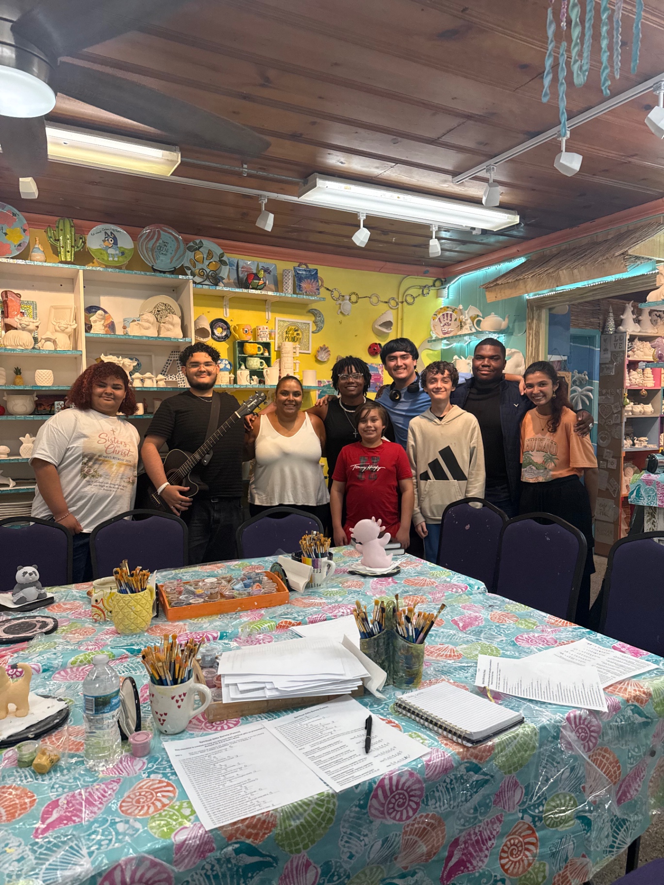 The Uncommon Thursdays group with a leader at Stuart Ceramics